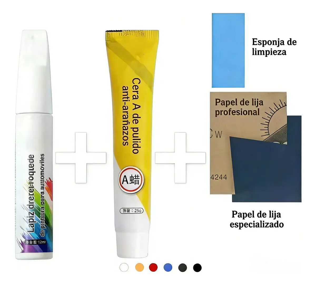 Kit de reparo de arranhões de carro com massa de polimento, branco