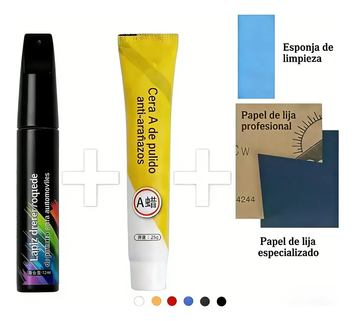 Kit de reparo de arranhões de carro com massa de polimento, cor preta