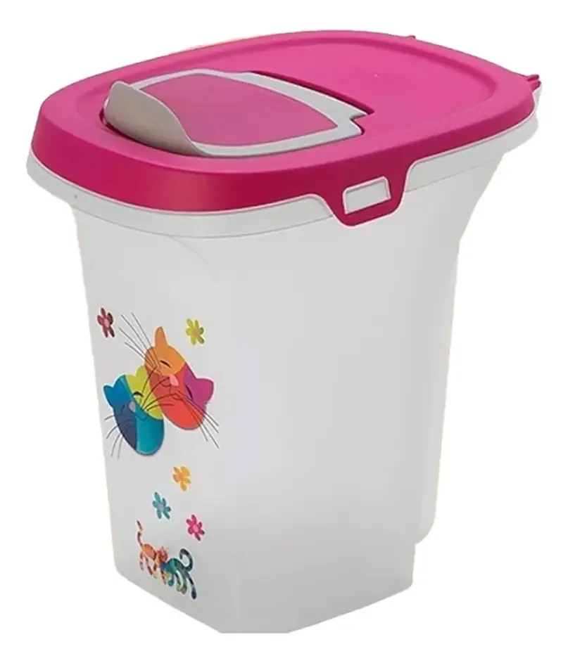 Recipiente de comida Tacho Premium para cães e gatos, cor pequena, goma de mascar rosa, design variado, tampa rosa
