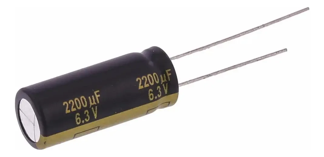 Kit 5 Capacitores Eletrolíticos 2200uF 6.3V Radial Rubycon