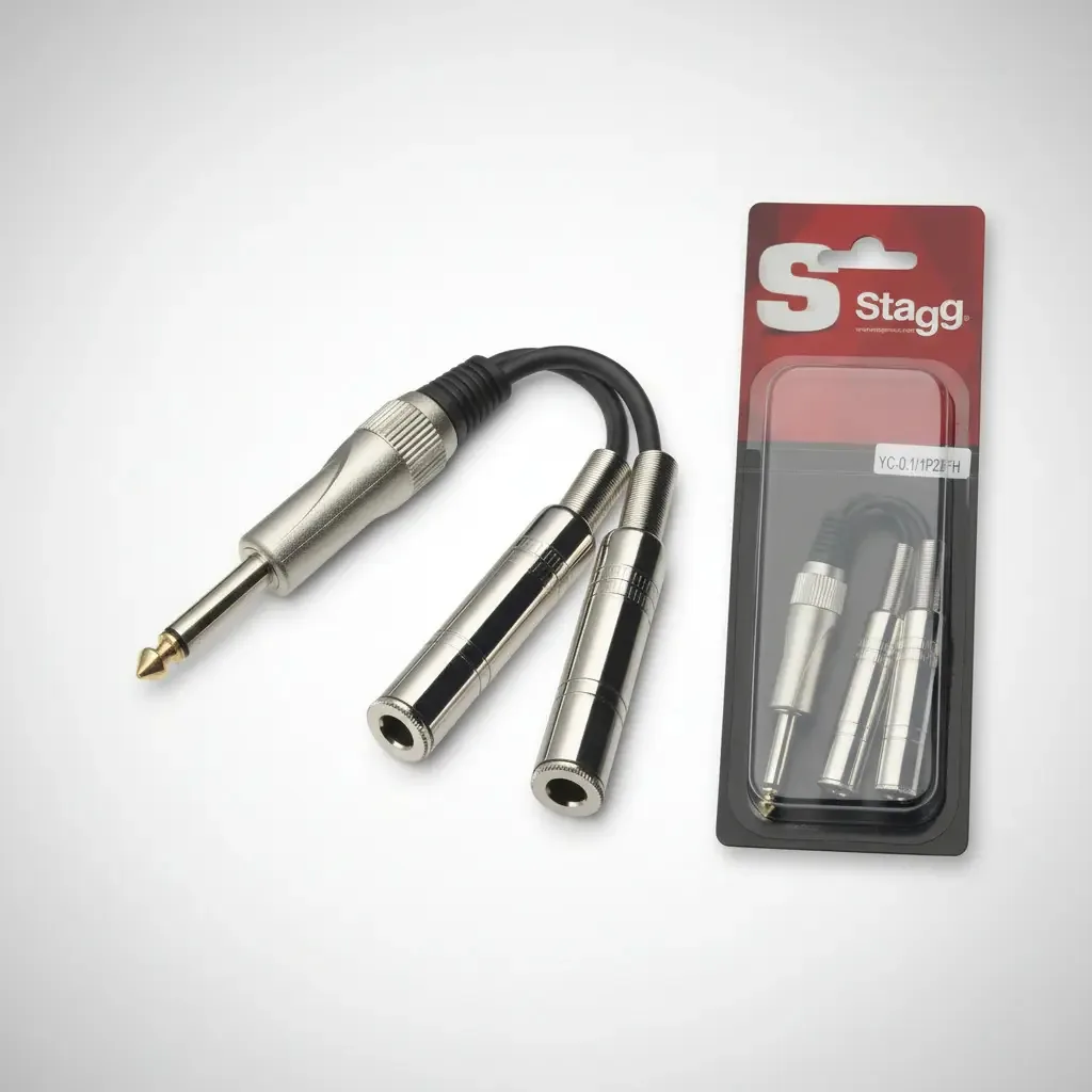 Cabo Stagg de 1 plugue mono para 2 adaptadores de plugue fêmea