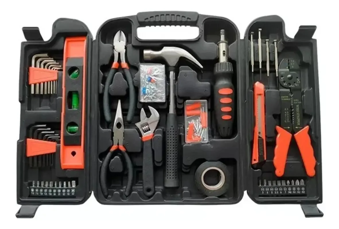 Conjunto de caixas de ferramentas, chaves e pontas Daewoo de 15,9 unidades, cor: preto e laranja
