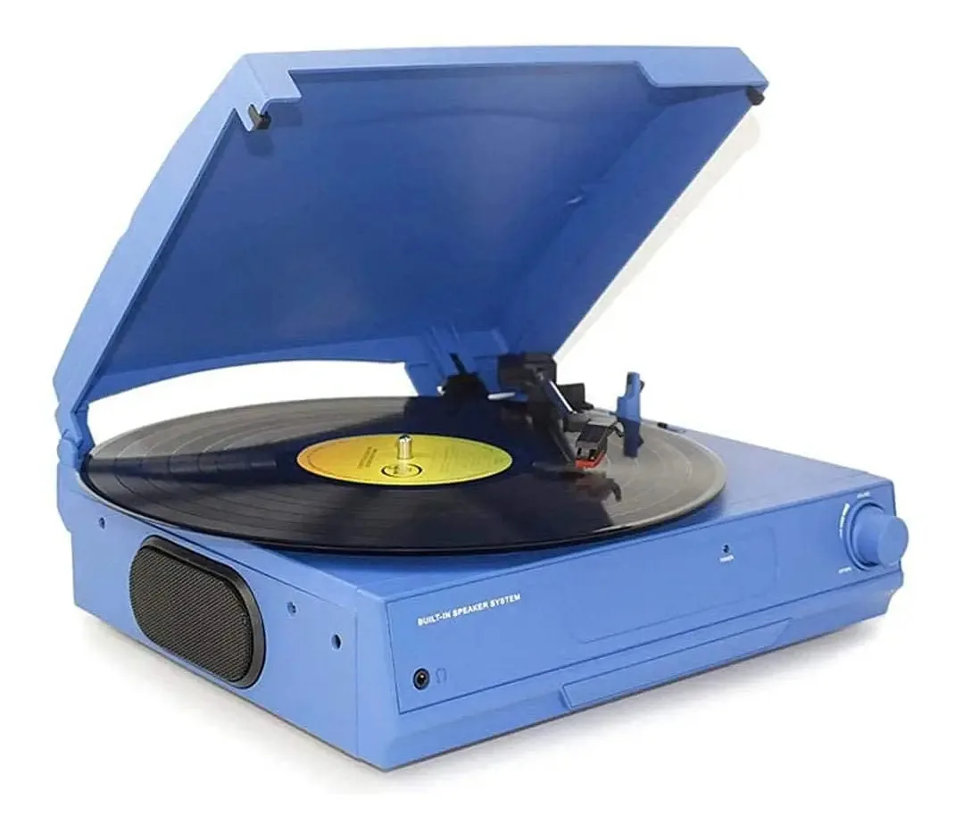 Bwpurwdfh Toca-discos Retrô, Gramofone, Toca-discos Vintage, Toca-discos de Vinil Fonógrafo Portátil Alto-falantes Estéreo Embutidos Gramofone para Cada Família