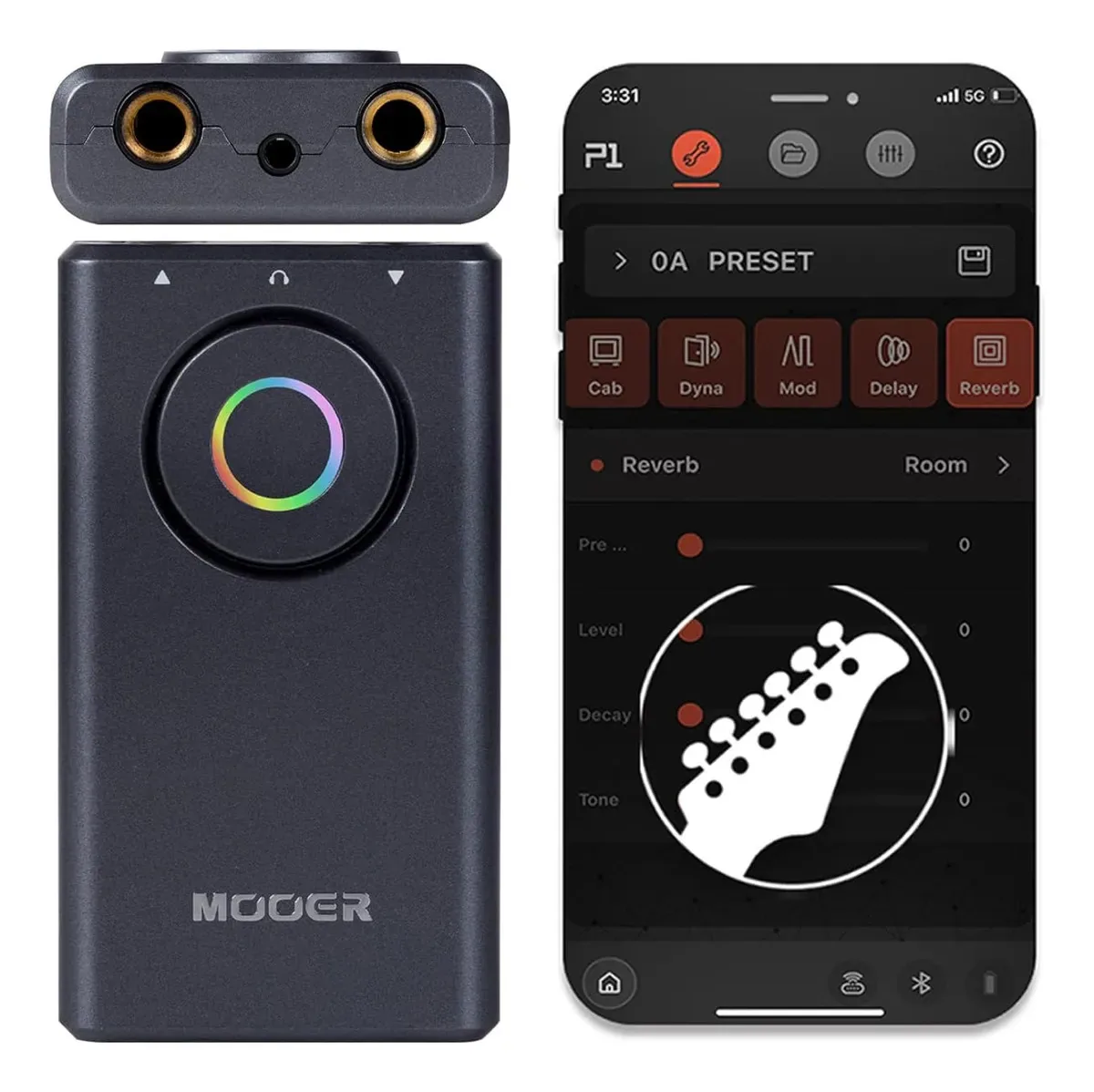 Amplificador de fone de ouvido multiefeitos para guitarra e cinza