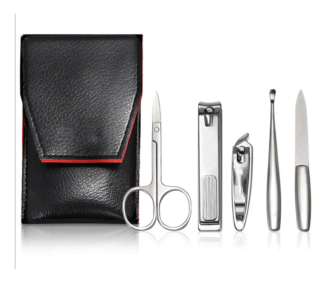 Conjunto de manicure e manicure NNR, kit de manicure Nail Clippers, kits de banheiro, 5 peças de pedicure de manicure em aço inoxidável, portátil para viagens domésticas