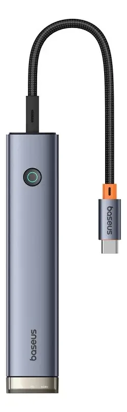 Hub Baseus 6 em 1 USB-C para USB 3.0 + HDMI + USB-c Pd Cor cinza