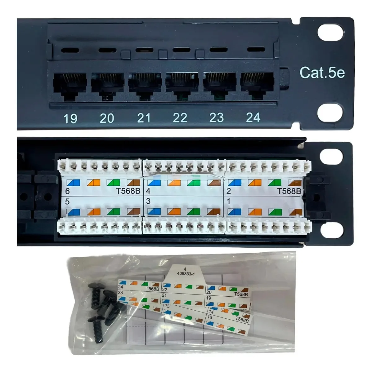 Patch Panel 24 Portas Cat5e Rj45 Utp Lan Rede Certifica - Link+