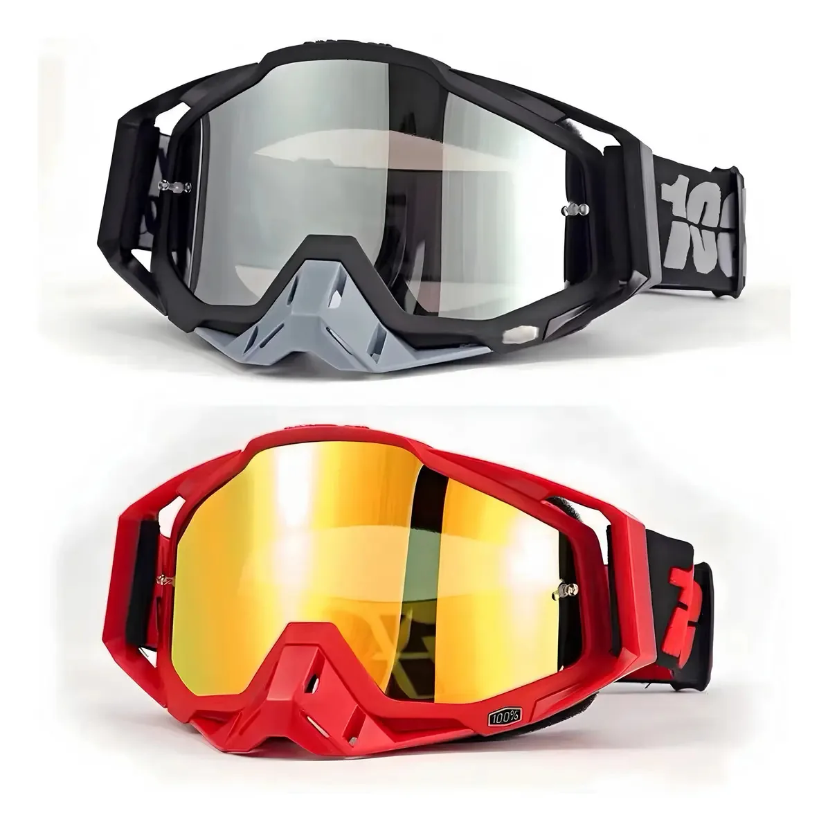 Óculos táticos ajustáveis para motocross, óculos antiembaçantes táticos para motocross e esqui, adequados para motocicletas, quadriciclos, motocross, antipoeira e antivento, pretos e vermelhos, 2...