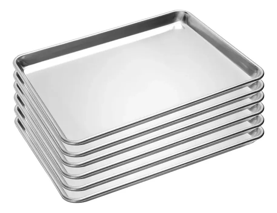 Bandeja de cozinha retangular multiuso de alumínio 33x45cm 6 unidades