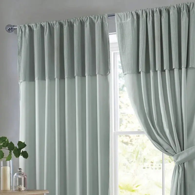 Conjunto de cortinas Ambient, 2 panos, 145 x 205, acessórios Jc Color Plissé Frost Green