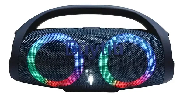 Dez alto-falantes laranja. Alto-falantes portáteis portáteis com Bluetooth e Wi-Fi preto