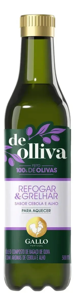 óleo De Bagaço De Oliva Cebola E Alho De Olliva Refogar Grelhar Garrafa 500ml