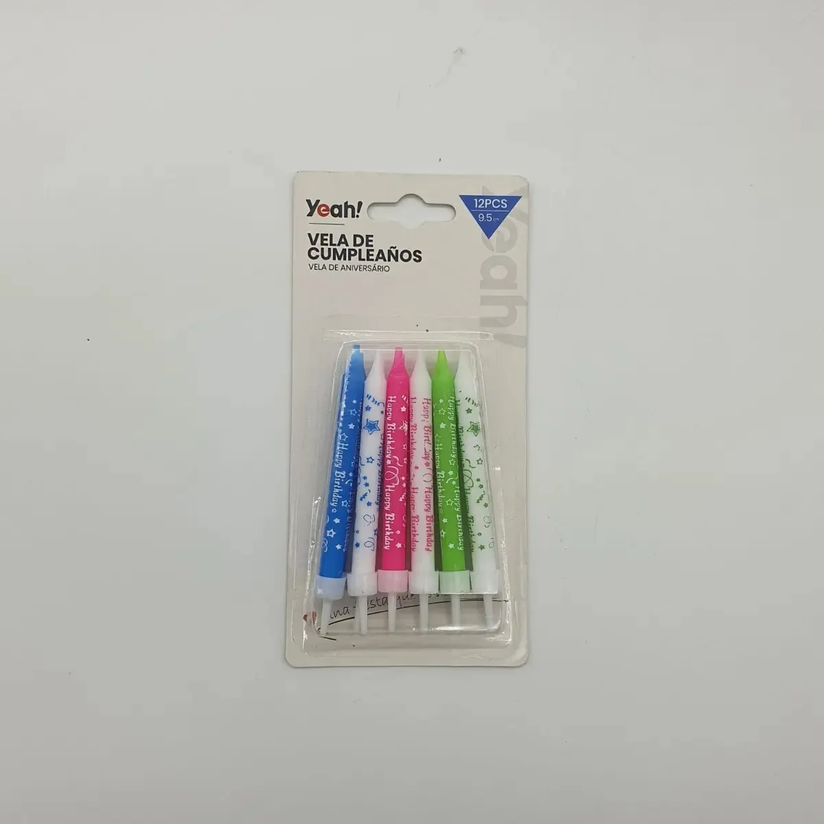Conjunto de 12 velas multicoloridas de feliz aniversário