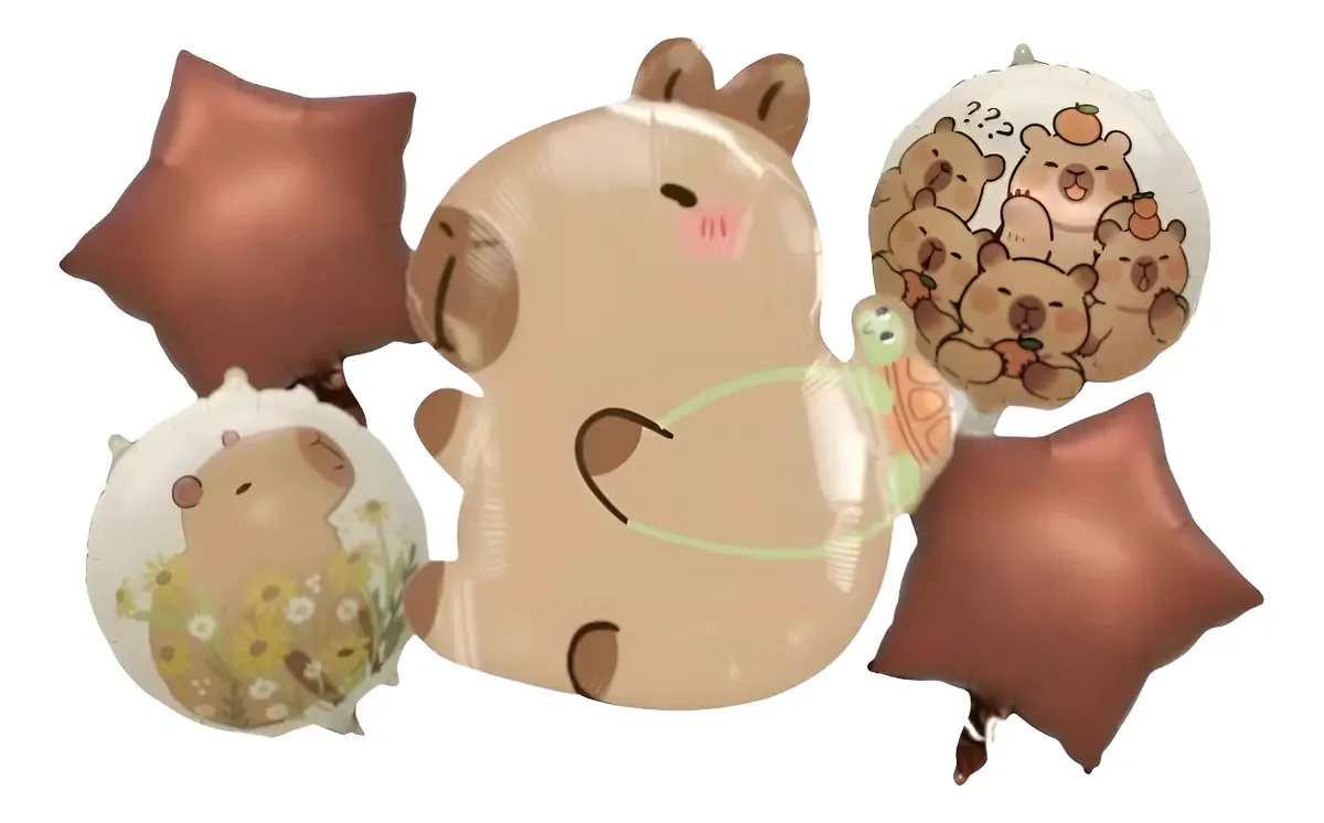 Balões Capibara Conjunto de 5 balões metálicos Capibara Carpincho