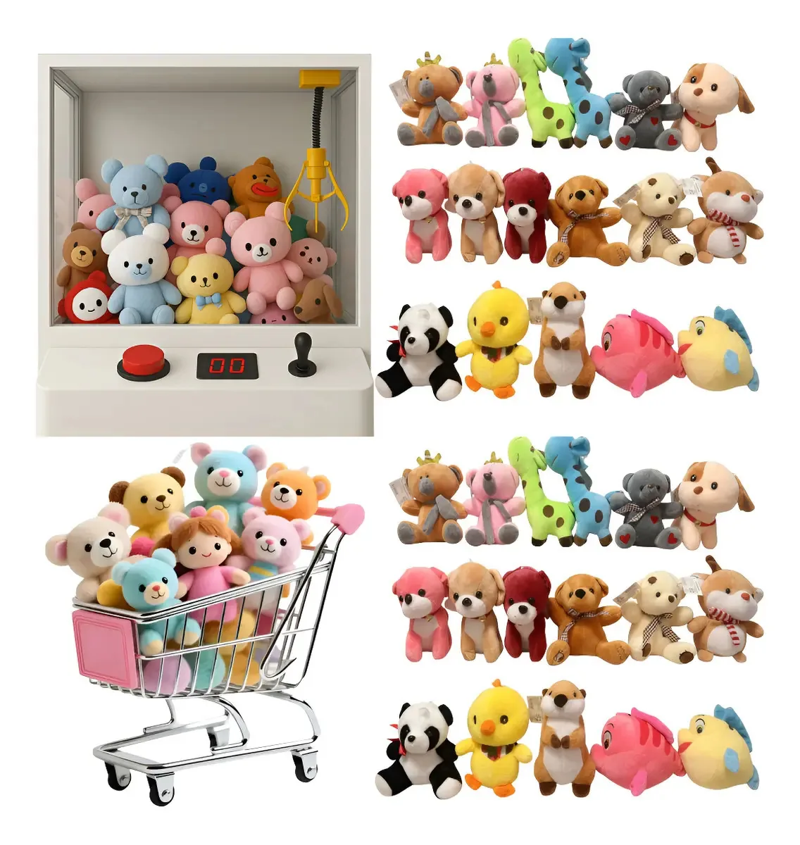 Pelúcias 20cm Kit 100 Unid Bicho Pelúcia Hipoalergênico Multicolorido