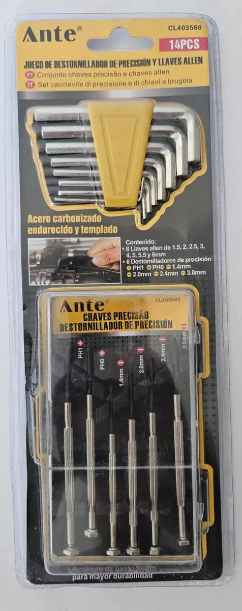 Conjunto de chaves de fenda de precisão + Chaves Allen 14 unidades