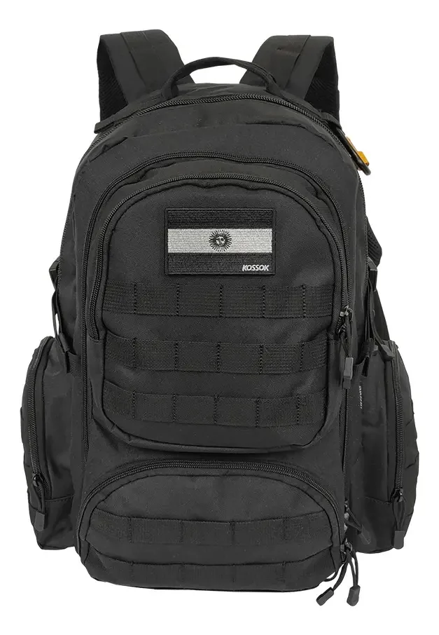Mochila preta Kossok Tactica Fintrap com vários compartimentos