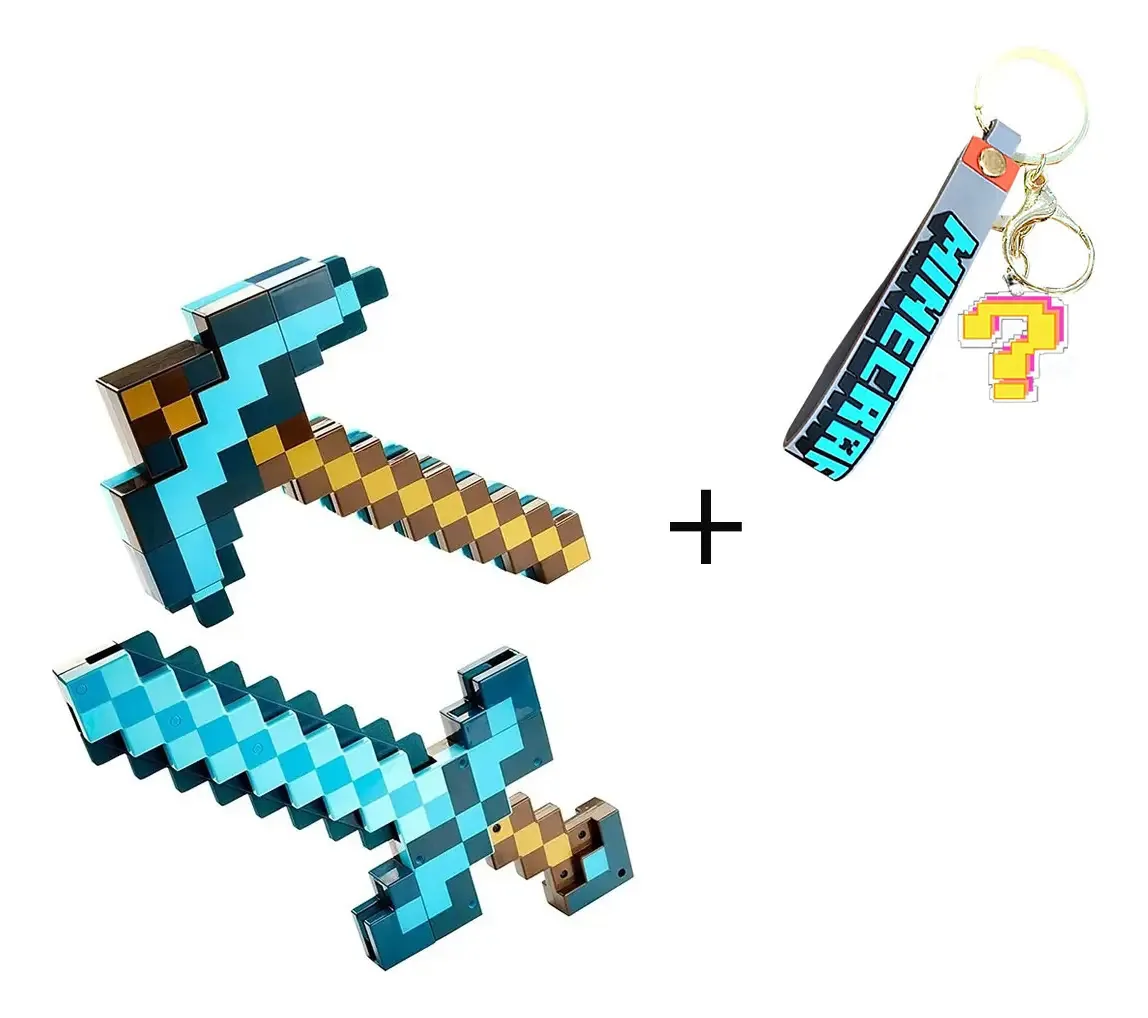 Espada e palheta transformáveis Vrecase Minecraft para crianças, cor azul