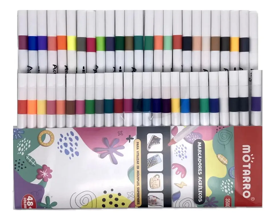 Marcadores acrílicos de 48 cores e artesanato