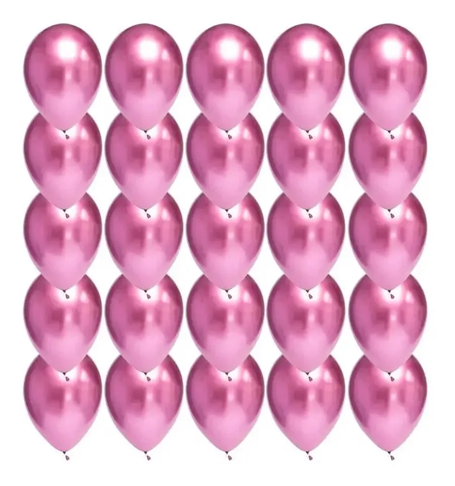 Pacote de 30 balões decorativos fúcsia cromados metálicos de 23 cm