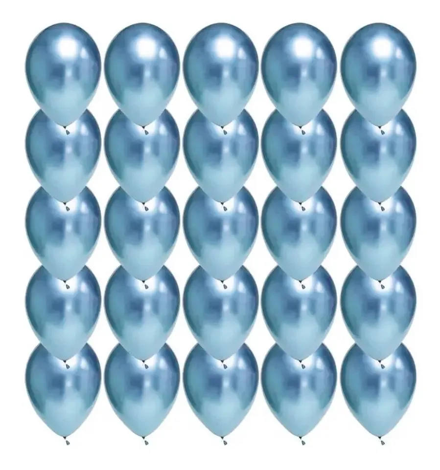 Pacote de 30 balões decorativos metálicos cromados de 23 cm