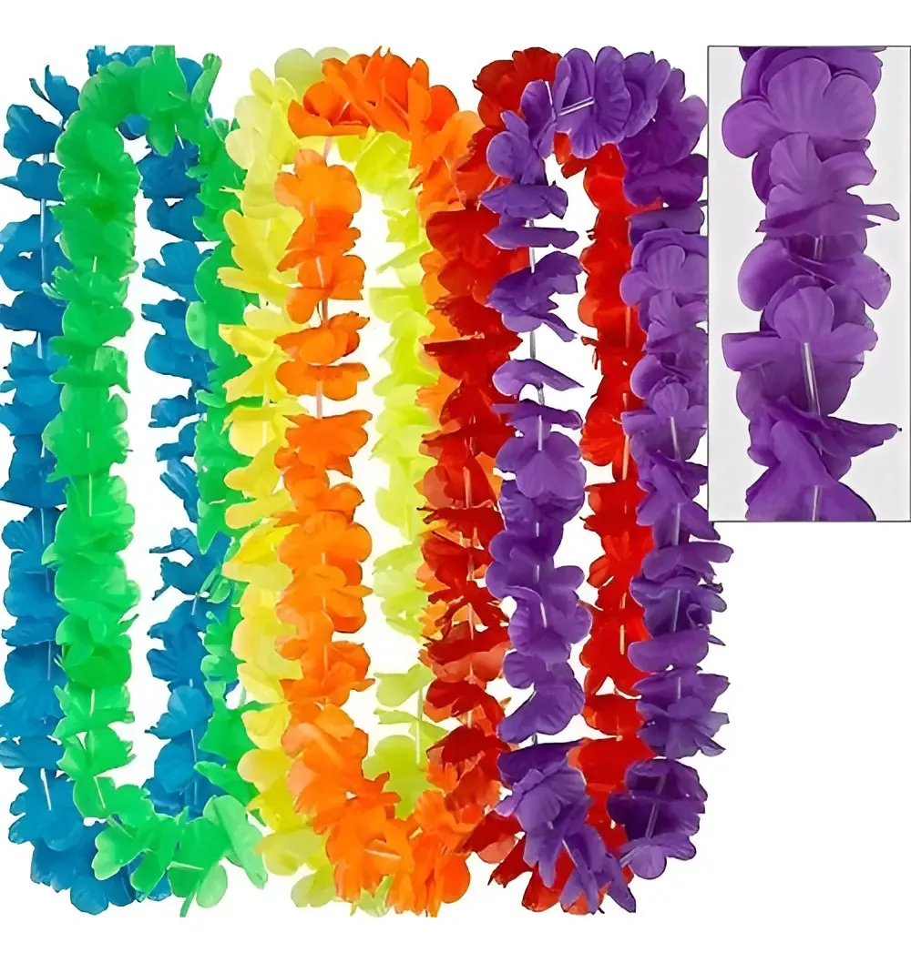 Pacote de 36 colares havaianos multicoloridos, festa, flúor, cotilhão multicolorido