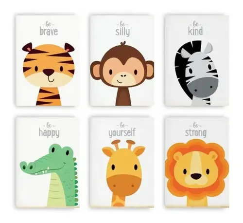 Placas Decorativa Infantil Safari Baby 6 Unidades