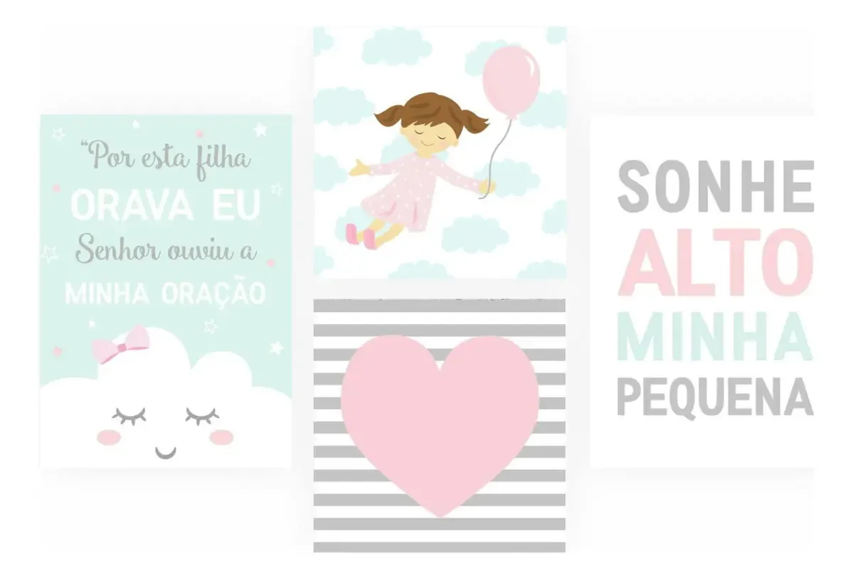 Placas Decorativas Nuvens Sonhe Alto Infantil Oração