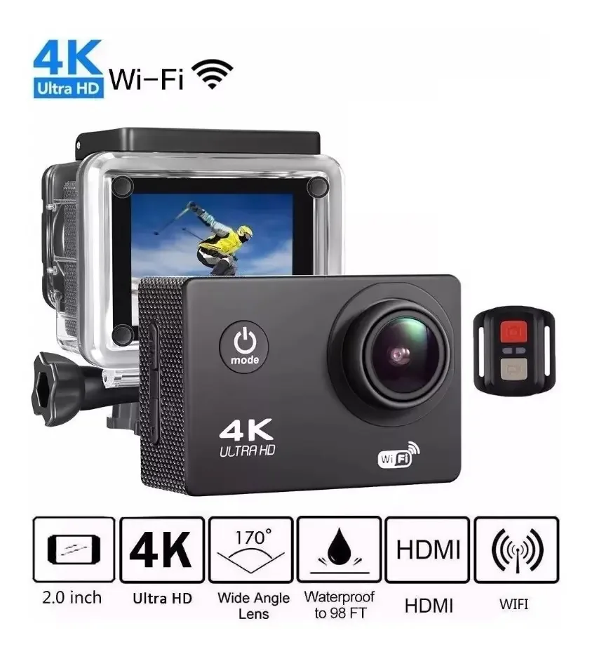 Camera Com Controle Sport Cam Acktion 4k