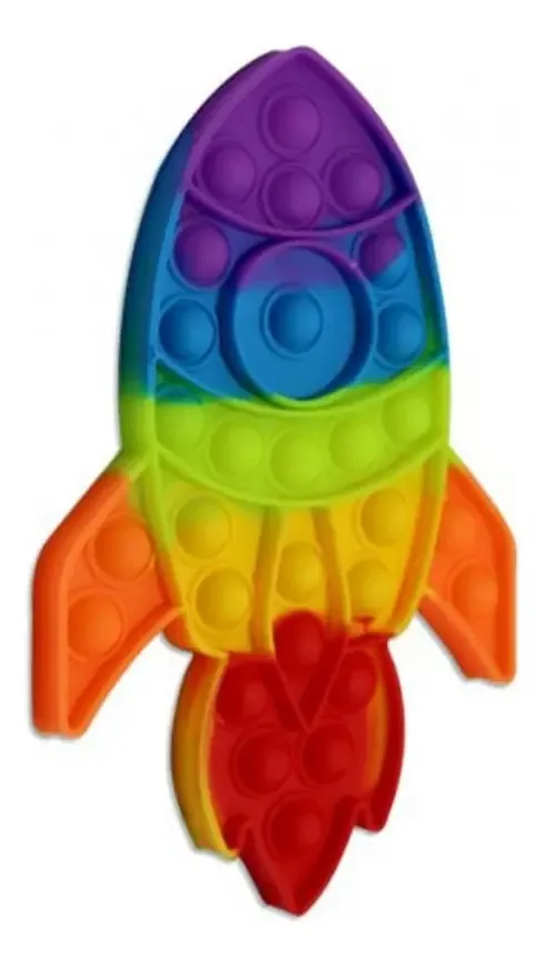 Pop It De Silicone Forma Foguete Multicolorido Médio Ub