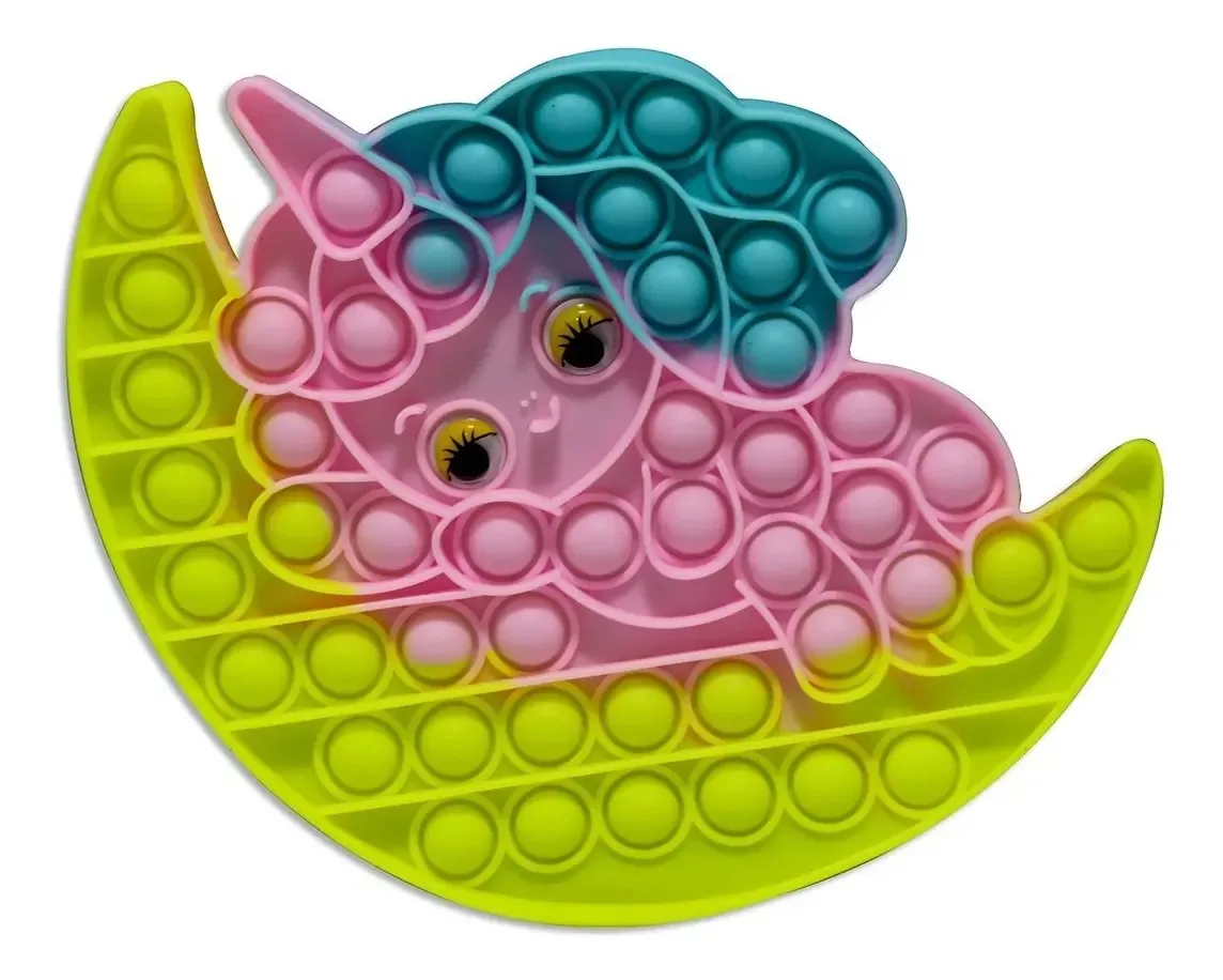 Pop It de Silicone Forma Unicórnio Bebê Multicolorido Ub