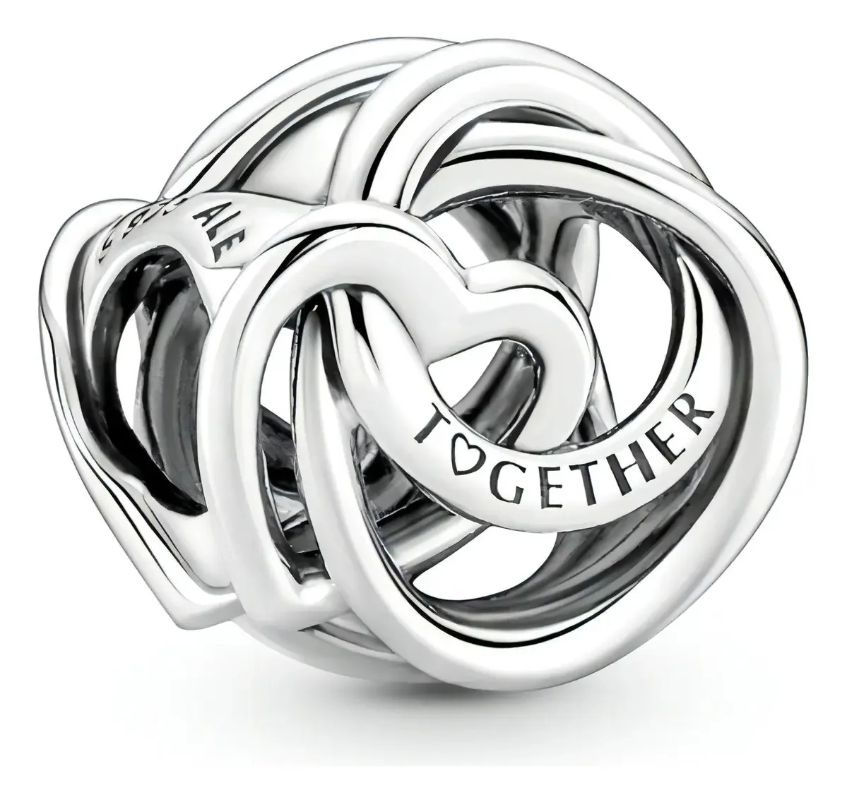 Amuleto prateado Heart And Circles Family