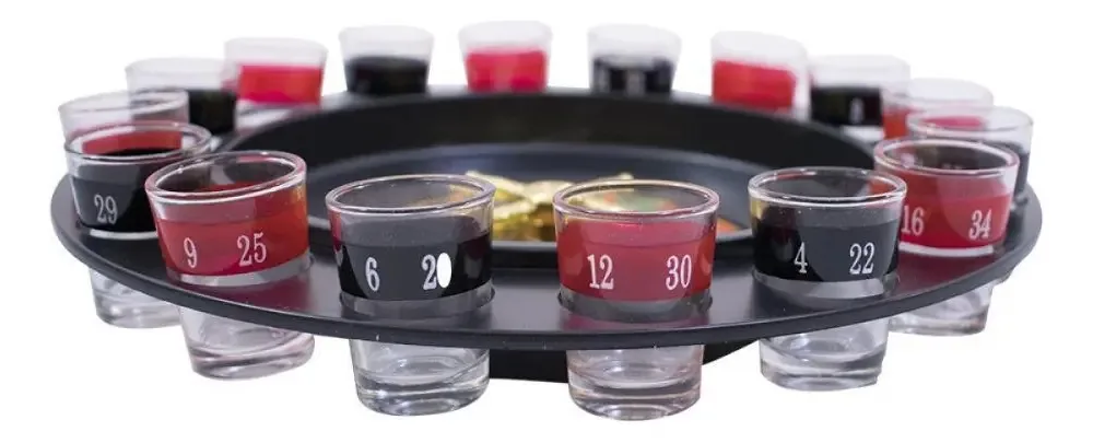 Jogo Roleta Drink Com 16 Copos Para Shot 25ml
