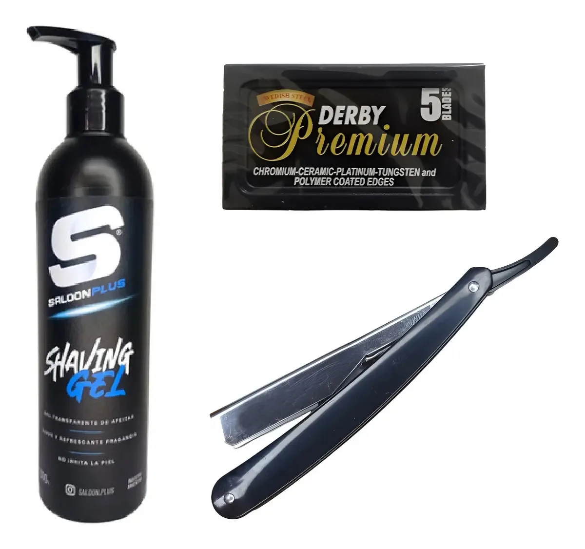 Lâmina de barbear + Derby Premium Box + Gel de barbear Barber