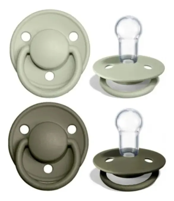 Chupetas de silicone Bibs The Lux de 0 a 3 anos, 2 peças, cor sálvia/verde caçador