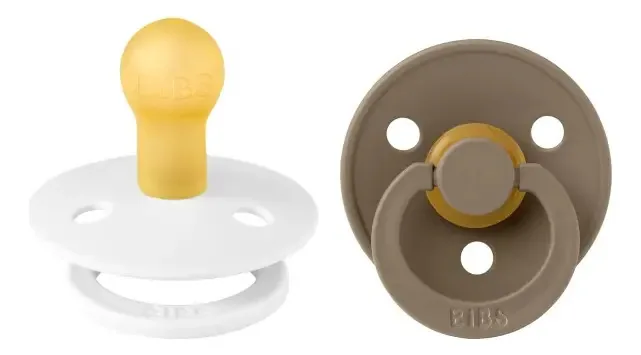 Conjunto de chupetas Bibs 2 Natural Libre Bp 6-8 m Talle2 cores branco-escuro, carvalho escuro, redondas, chupetas de borracha natural, período de idade: 6-12 meses
