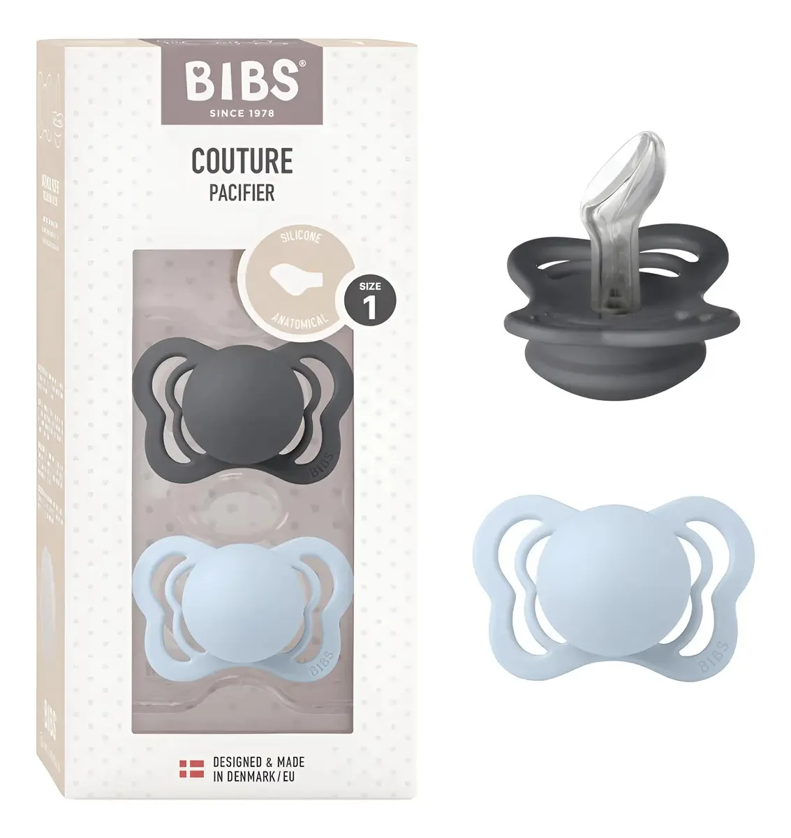 Chupetas da coleção Bibs Couture | Mamilo anatômico Sim. Cor: Preto