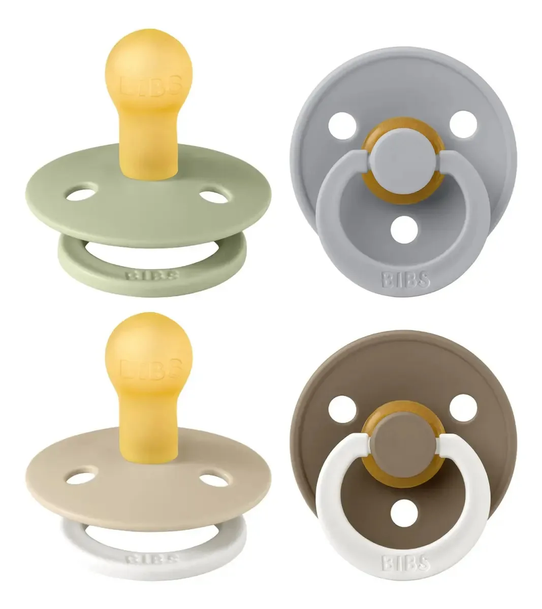 Bibs Colour Soother, pacote com 4 chupetas sem BPA, mamilo. Cor: Preto