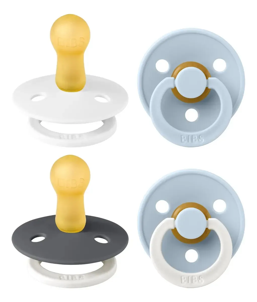 Bibs Colour Soother, pacote com 4 chupetas sem BPA, mamilo. Cor: Preto