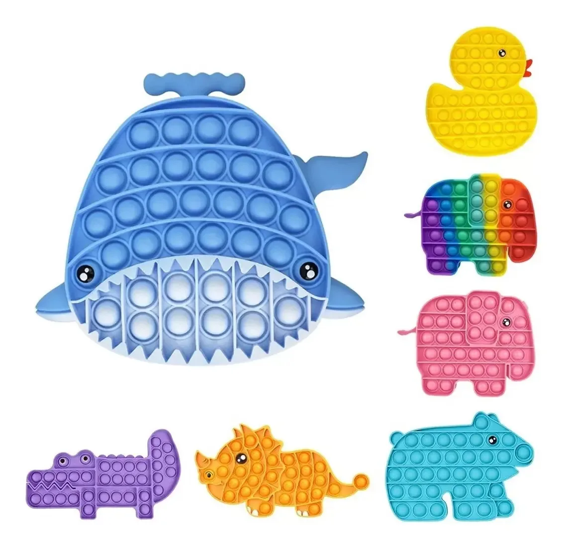 Pop It Alitrade Animals Animal Design Cor da Baleia Azul