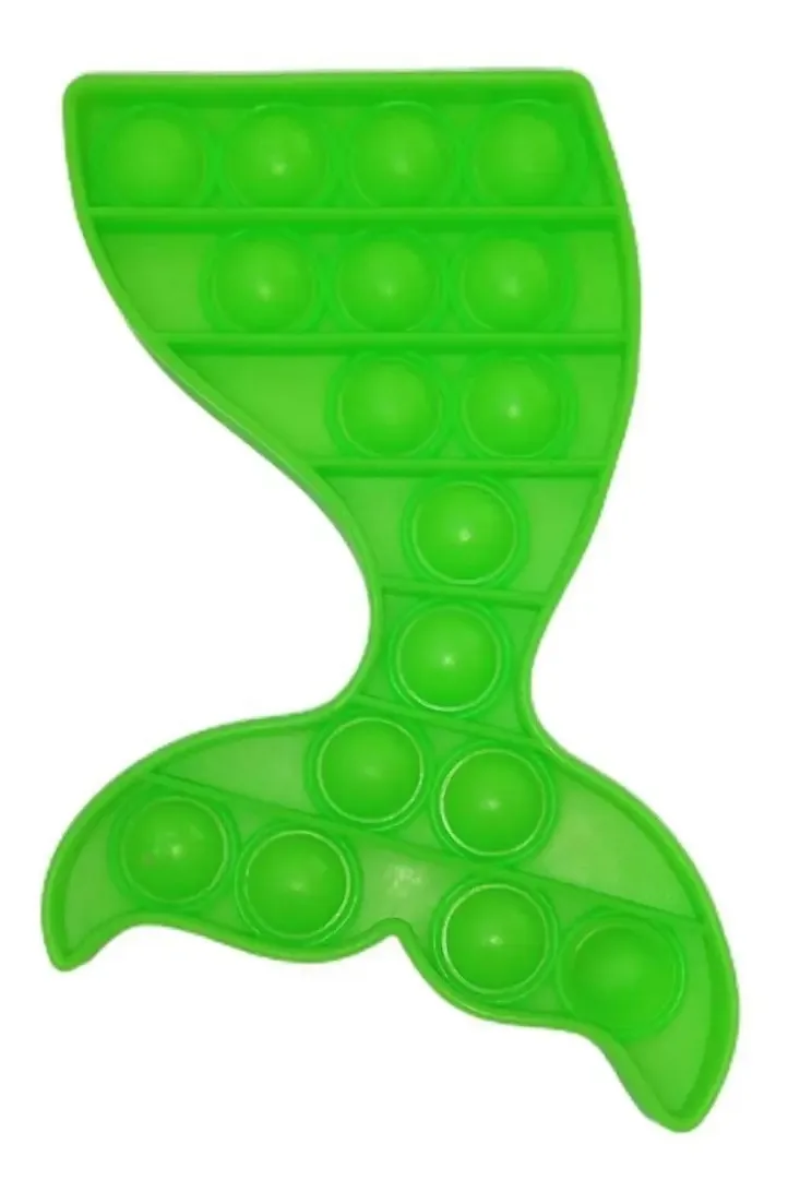 Cauda de sereia de silicone Pop Its de 16 cm, cor verde
