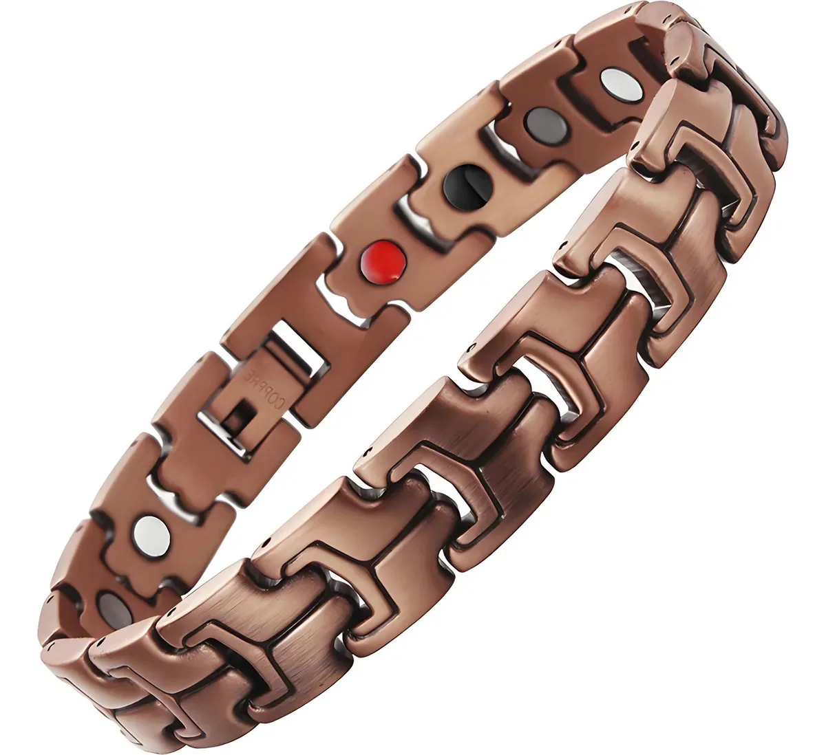 Pulseira magnética Aradoo Pure Copper, jóias e 4 elementos coloridos