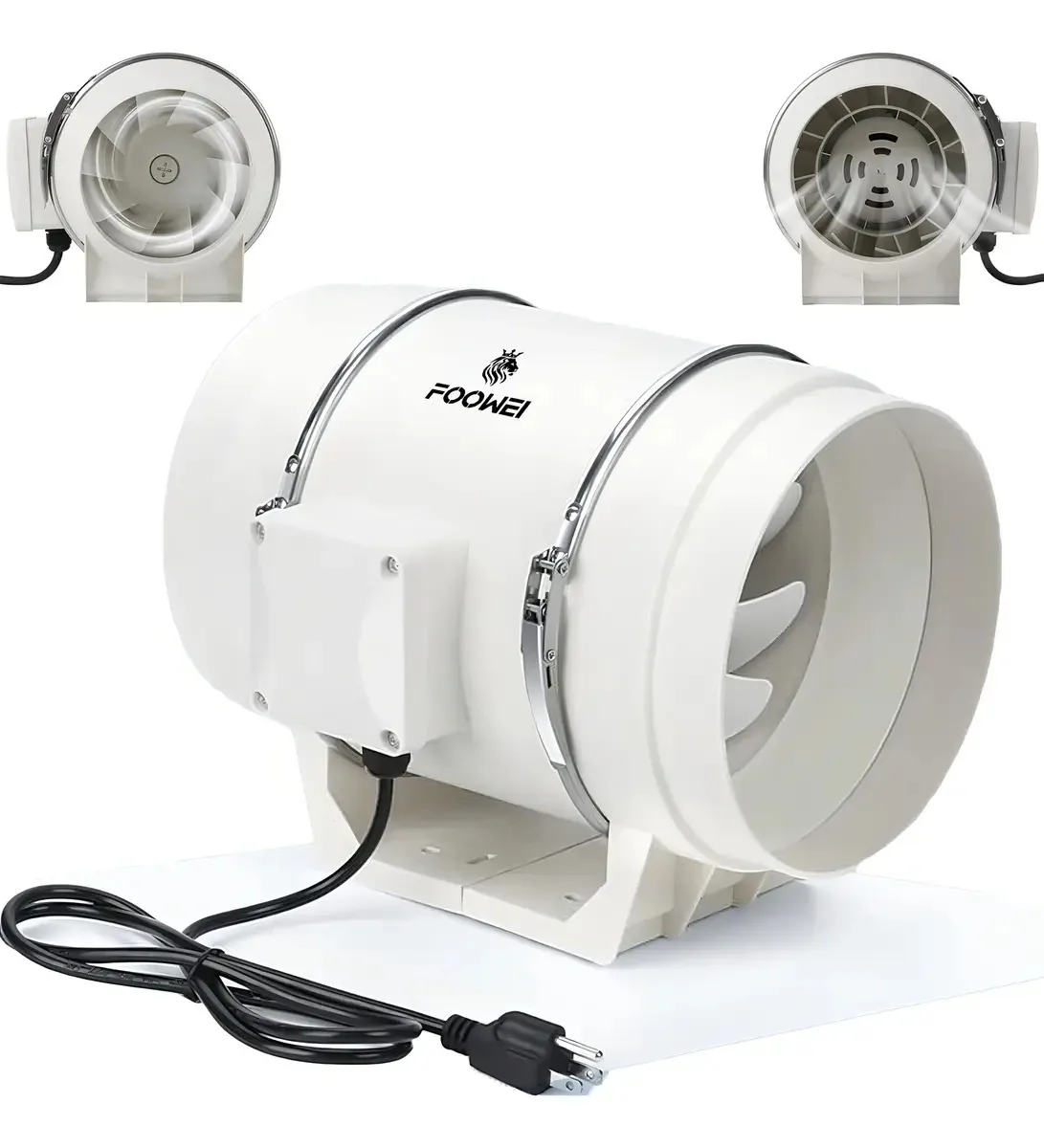 Extrator axial Foowei 8" 130W 2600rpm 900m3/h para cozinha e banheiro