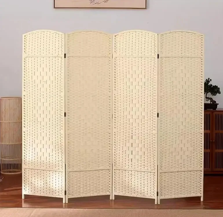 Tela de vime de 4 painéis - Quarto - Bege