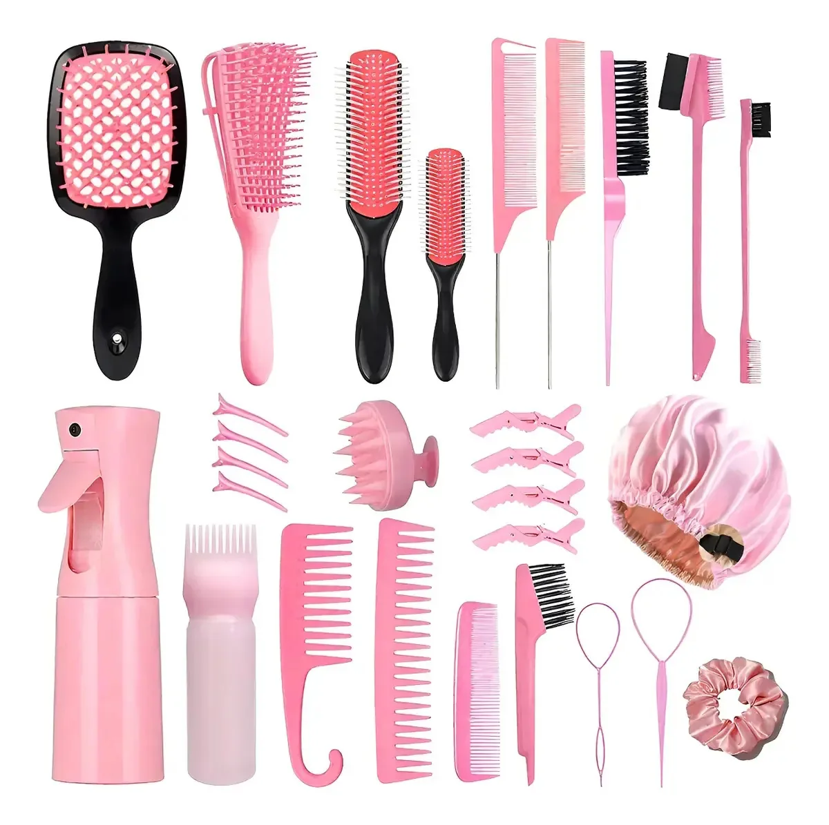 28 kits de clipes de cabelo de chuveiro Pentes para pentes, escova rosa