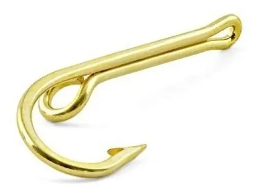 Broche Grampo Clip Angler Anzol Dourado Gravata Chapéu Dourado