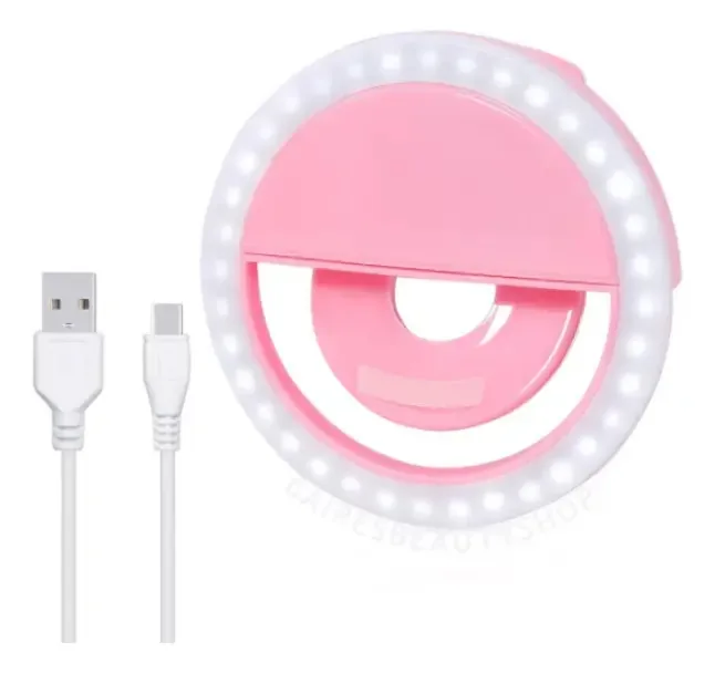Anel de luz de flash LED, a melhor fotografia de selfie em celular rosa
