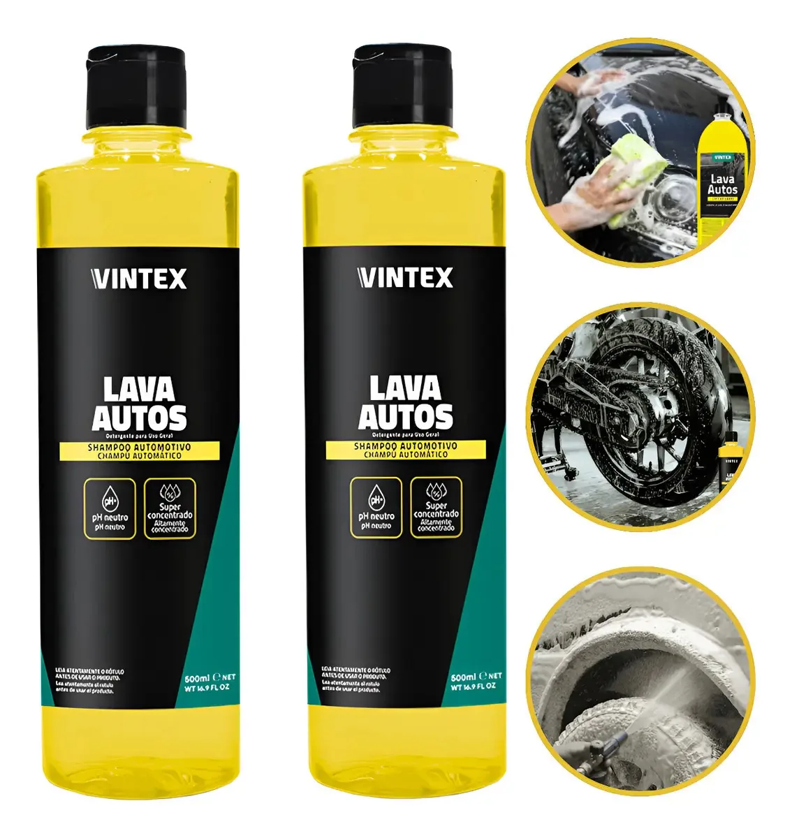 Kit 2 Shampoos Automotivos Neutros Vintex 500ml para Limpeza Segura