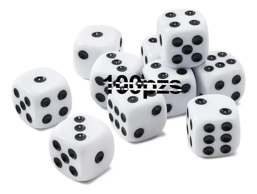 Unidades de dados de dados, jogos de tabuleiro de jogos de azar de 16 mm, 100 unidades, cor branca