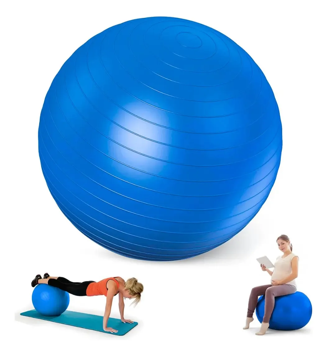 Bola de Pilates - 85 cm de bola de ioga e pilates e inflador cor azul